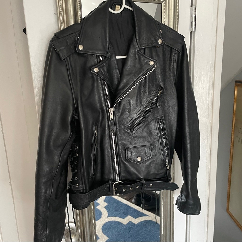 Leather motorcycle jacket
